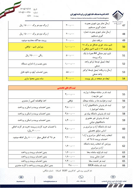 قیمت تایپ سال 1405